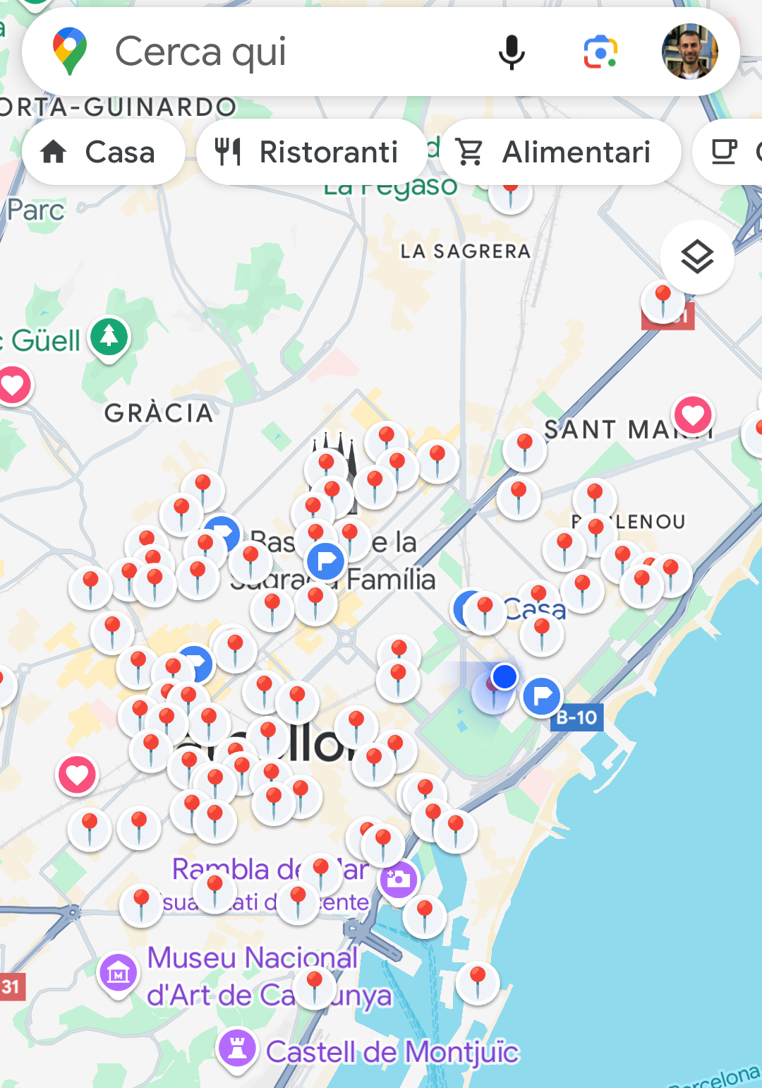 Map of gluten-free restaurants in Barcelona