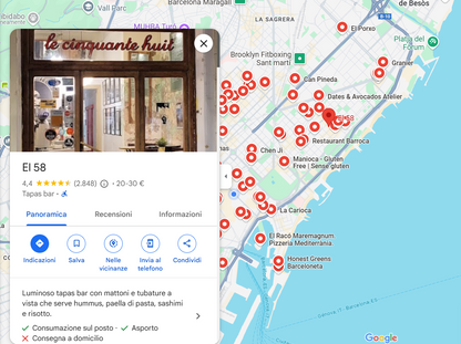 Map of gluten-free restaurants in Barcelona